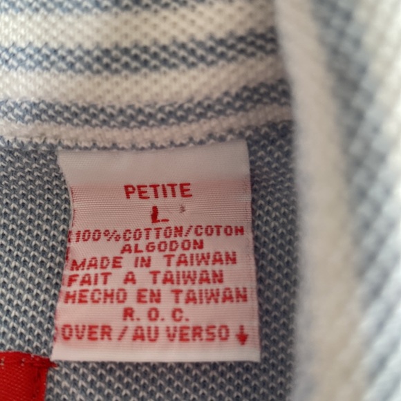 Liz Claiborne blue & white striped  button front light jacket w side pockets. LP - Picture 6 of 14